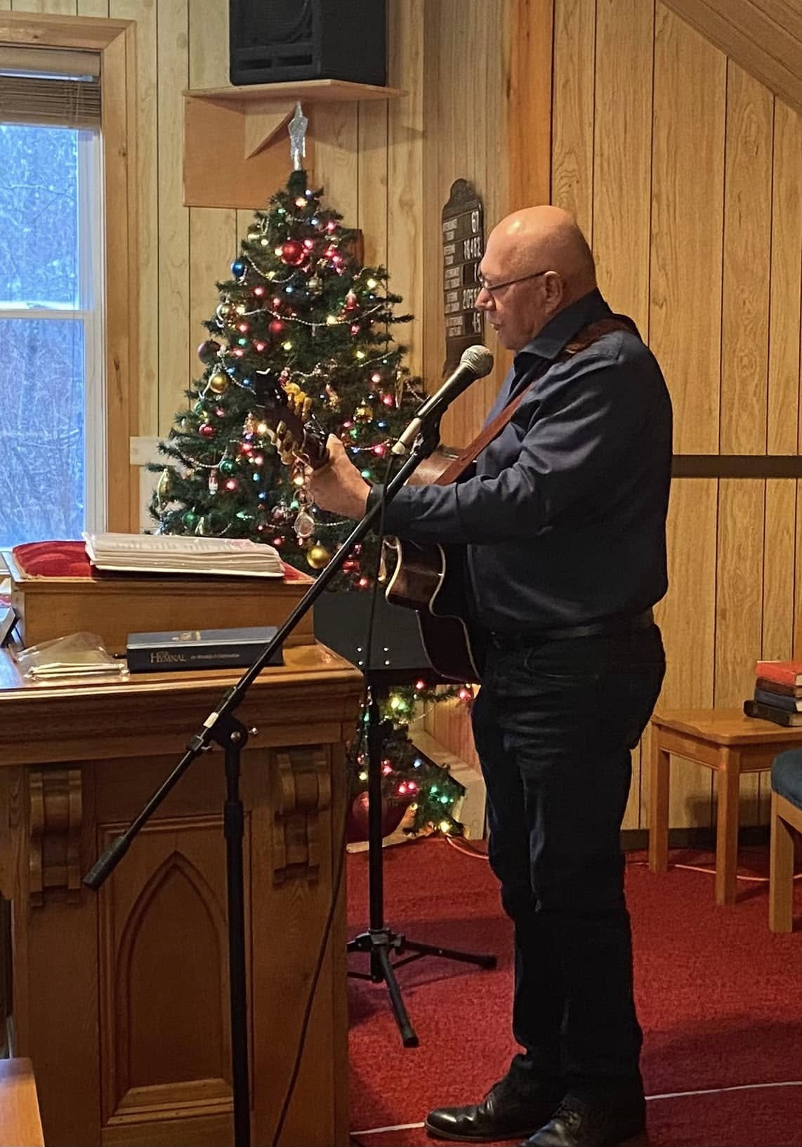 A congregation participating in Christian worship